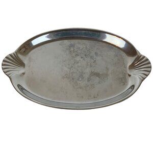 Wilton Armetale Scallop Handle Large Oval Serving Tray 16 inch Pewter Bruce Fox